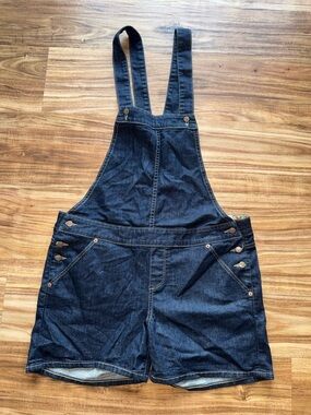 Paige Women’s Dark Blue Denim Short Overalls size 27